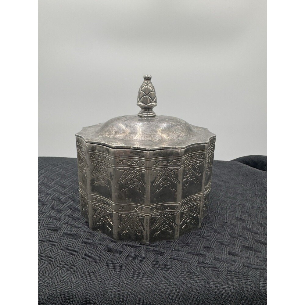 Vintage 1991 Godinger Silver Plated Velvet Lined Jewelry Trinket Box With Lid
